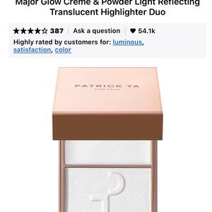 NIB PATRICK TA MAJOR GLOW CRÈME &
POWDER LIGHT REFLECTING HIGHLIGHT DUO: MY LOVE